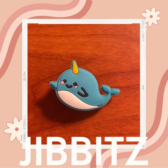 🌸5/$10 Blue Narwhal Jibbit / Shoe Charm - Picture 1 of 1